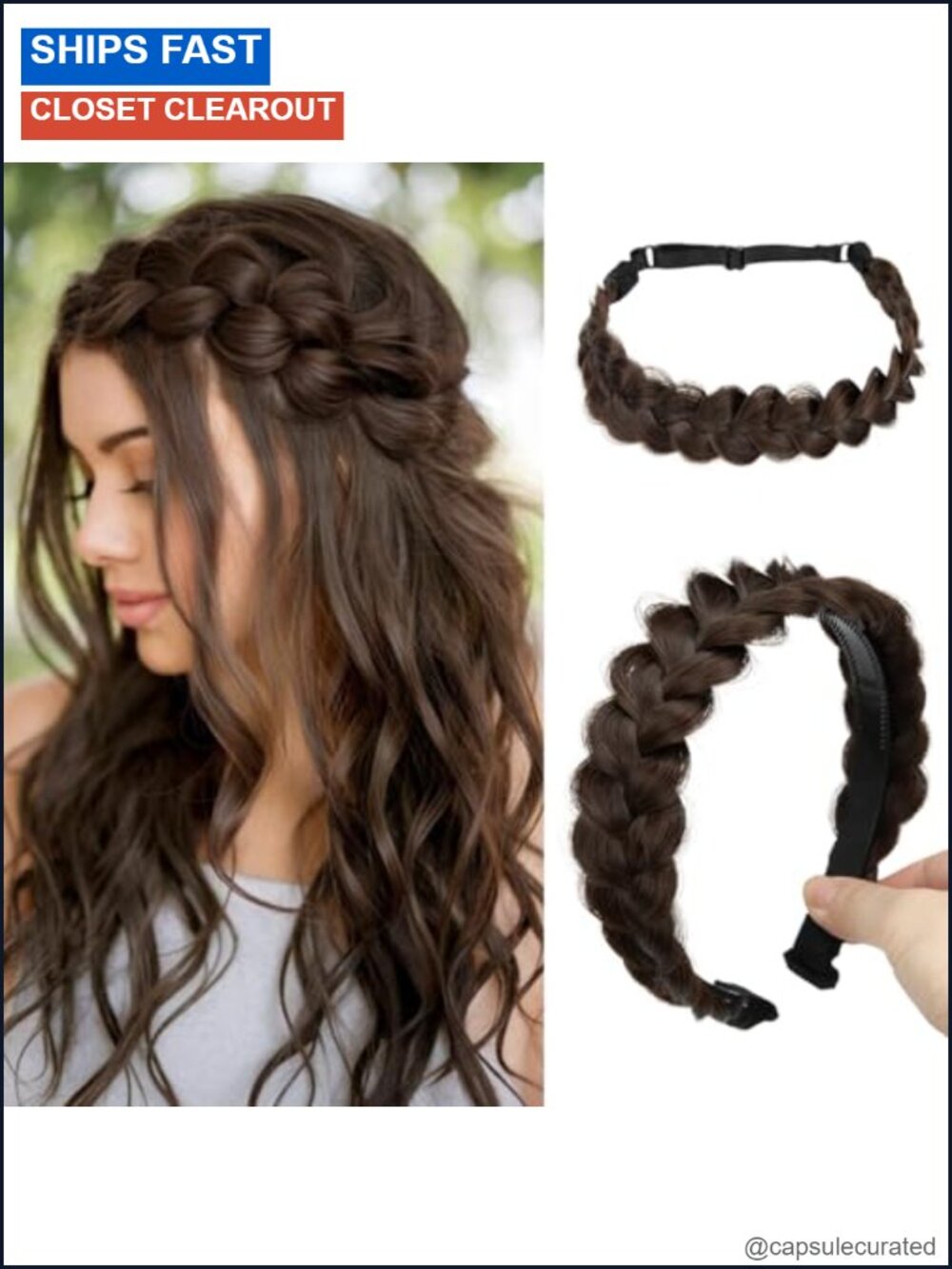 Hand Braided Headbands Set Synthetic Hair Elastic Headwrap for Women